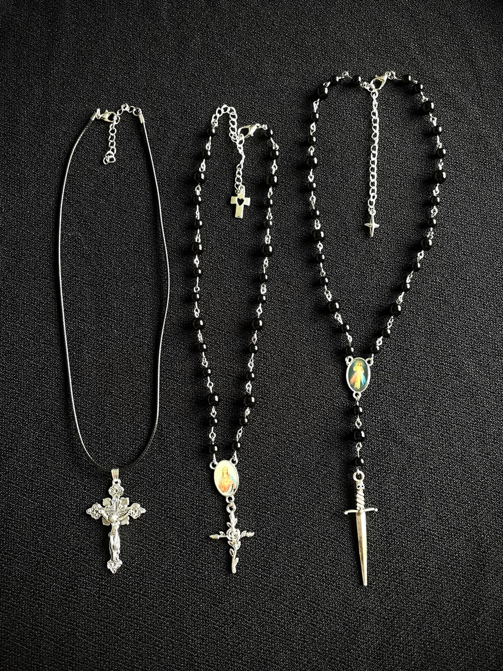 Silver Crucifix Necklace Bundle